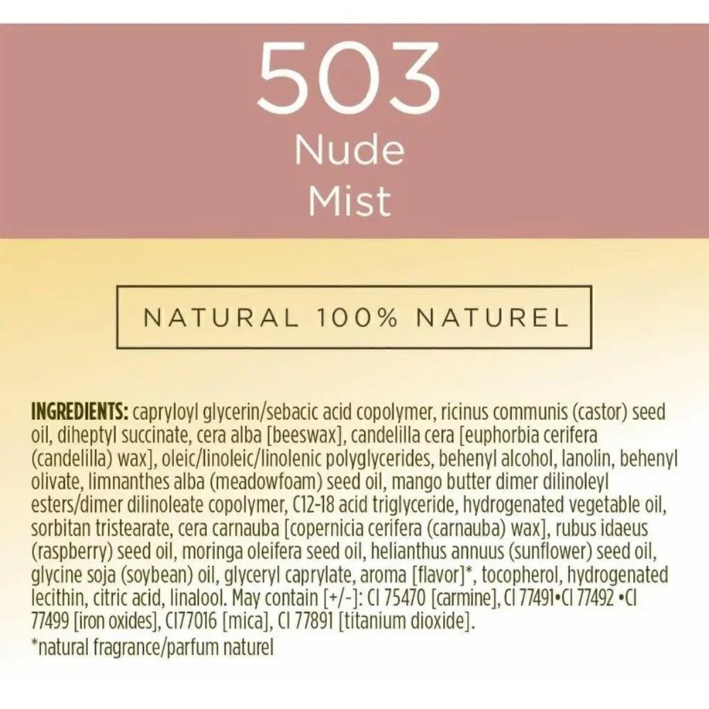 Burts Bees 100% Natural Glossy Lipstick, Nude Mist - 2 Tubes